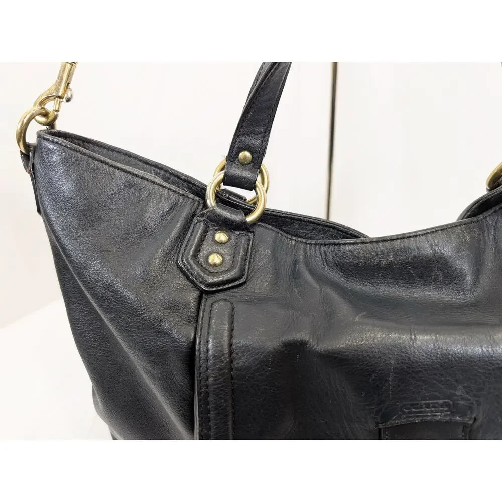Coach Izzy Leather Carryall Satchel Bag Black Double Handle Purse F24683